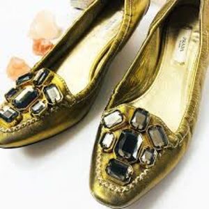 PRADA Rhinestone flats in excellent condition